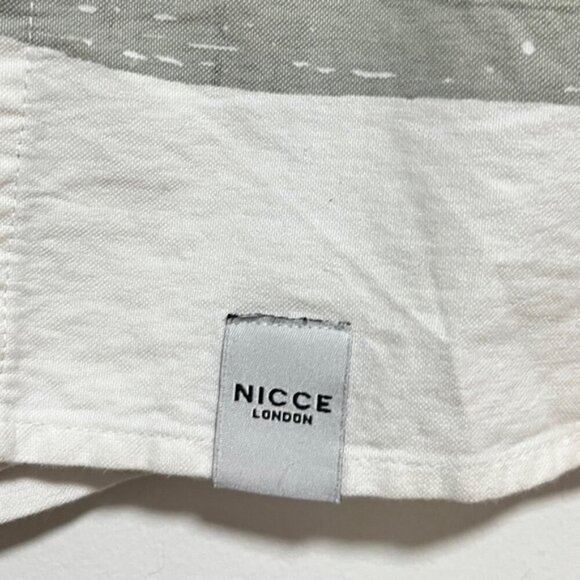 NICCE London White Painter Stripe Button-Up Shirt - Size M - Banded Collar - Picture 3 of 8